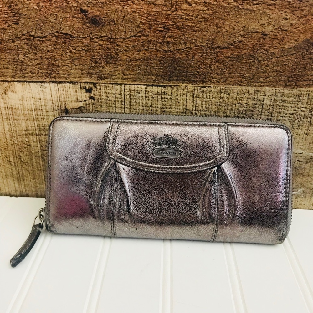 Coach metallic leather wallet
